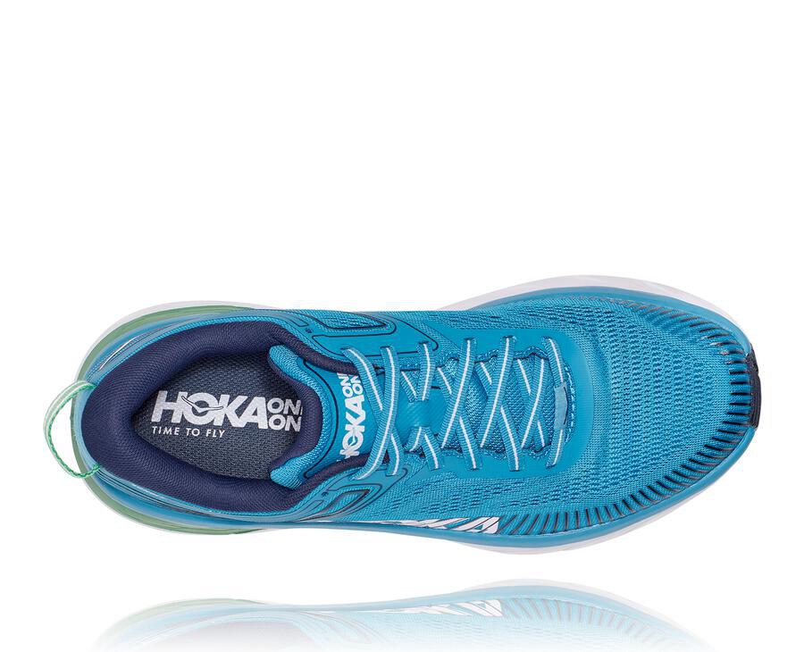 Hoka One One Bondi 7 Löparskor Herr - Blå/Vita - UXBSE-5148